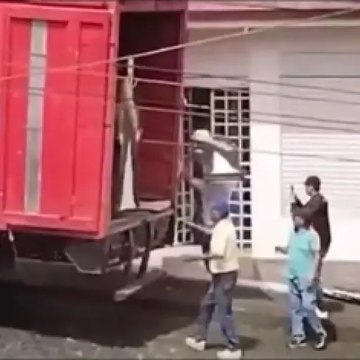 Denuncian uso de vehículo de Bomberos en Santo Domingo para transportar figuras de Noboa
