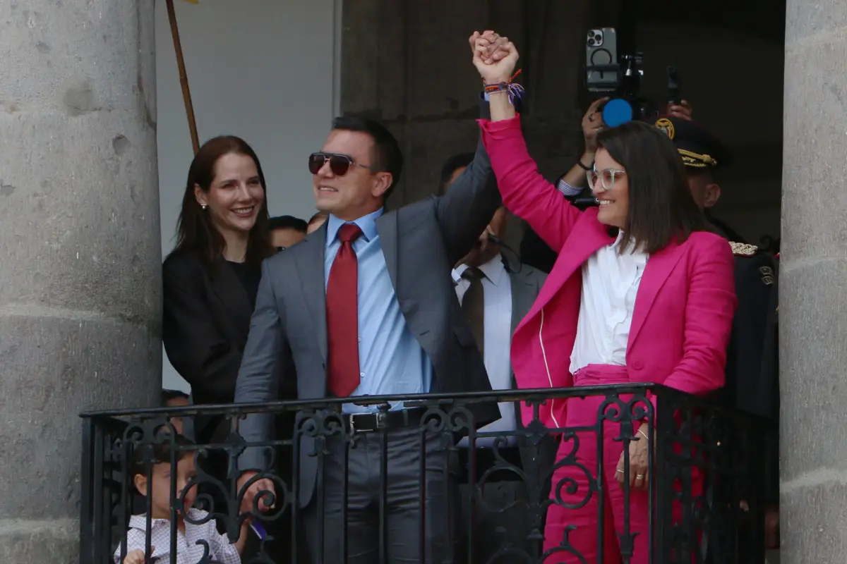 El presidente Daniel Noboa junto a su vicepresidenta, María José Pinto en el Palacio de Carondelet.