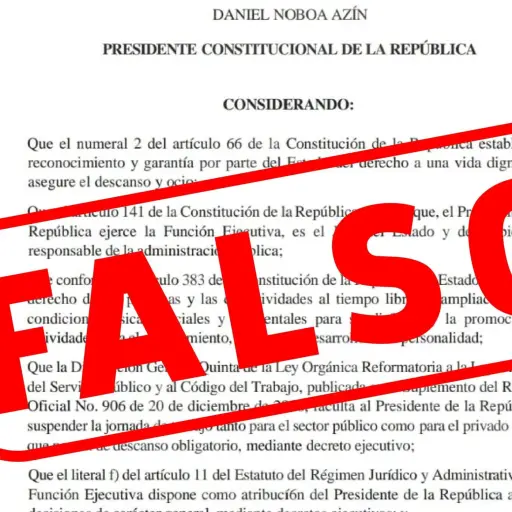 Alerta Ecuador: Falso Decreto Ejecutivo de feriado nacional circula en las redes sociales