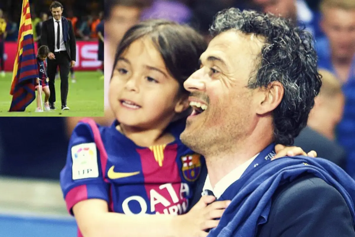 Luis Enrique y su hija celebrando el triunfo de Barcelona