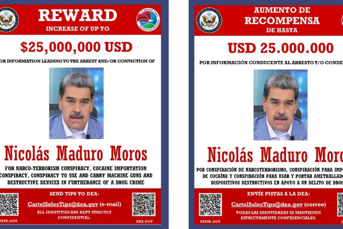 La DEA ofrece  millones de recompensa por la captura de Nicolás Maduro, presidente de Venezuela