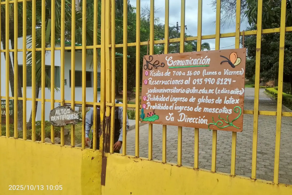 Universidad Técnica de Manabí (UTM) suspende acceso a Jardín Botánico los fines de semana