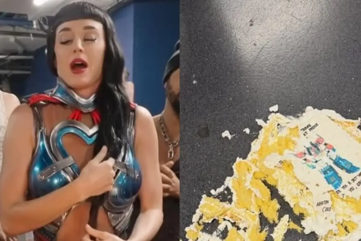 Polémica en redes por video de Katy Perry lanzando su pastel de cumpleaños