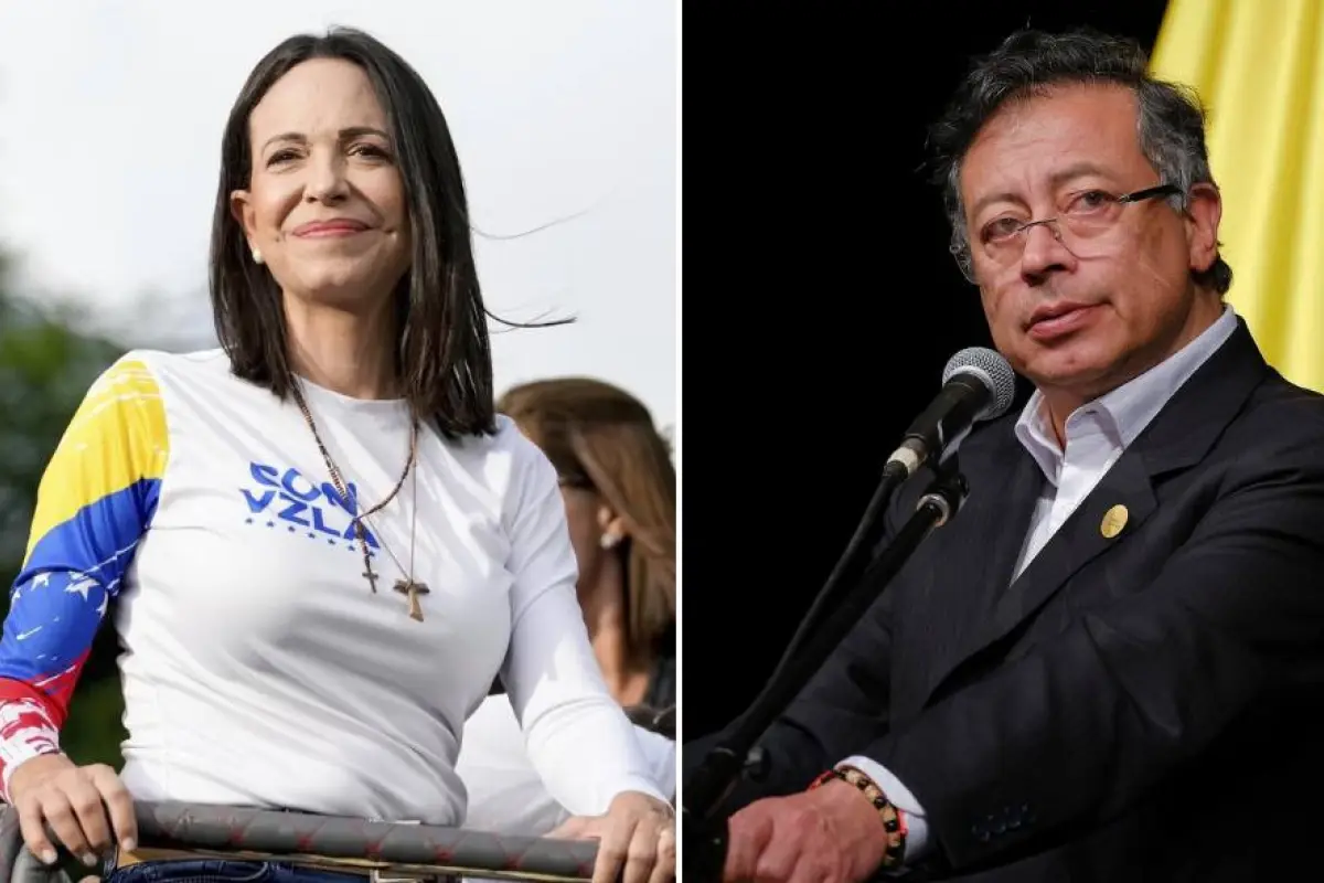 María Corina Machado y el presidente colombiano Gustavo Petro. 