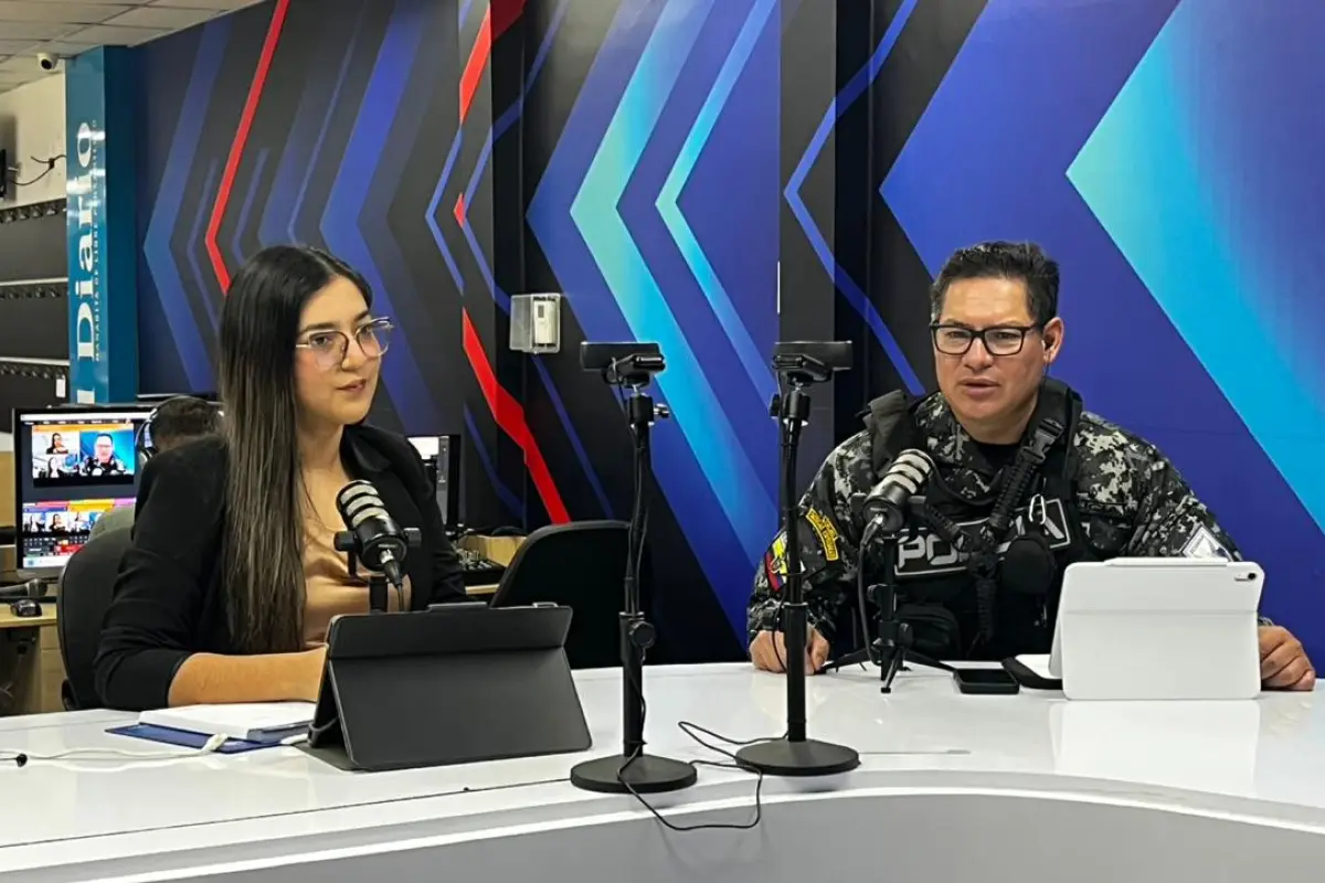 El coronel Wladimir Acurio, comandante policial Subzona Manabí en una entrevista de Manavisión Plus. 