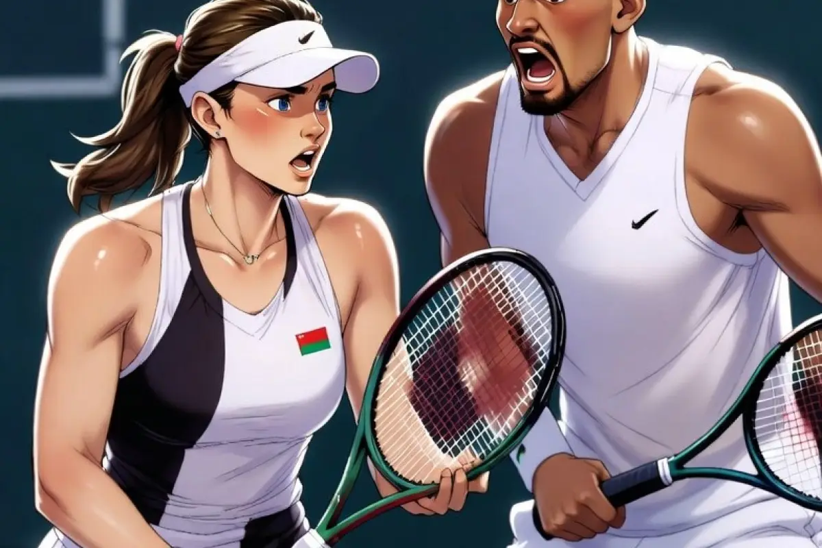 Foto creada que muestra a los tenistas Aryna Sabalenka y Nick Kyrgios.
