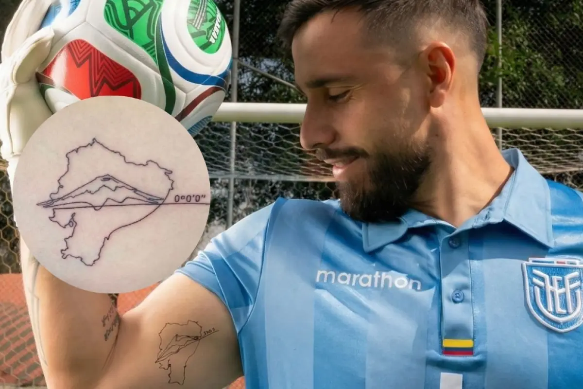 Hernán Galíndez reafirma su amor por Ecuador al tatuarse un mapa del país que lo acogió y que defiende desde las canchas. (Hernán Galíndez-Instagram), 
