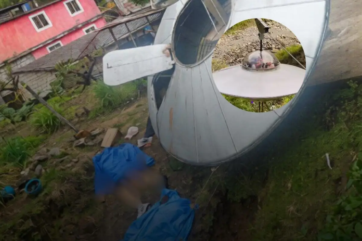 Así fue la caída de un juego conocido como 'platillo volador' en Baños, Tungurahua, y que causó la muerte de dos personas., 