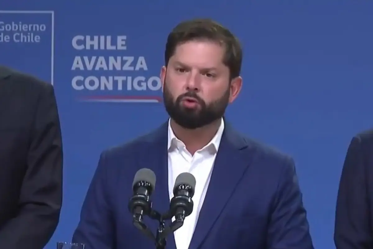 Presidente de Chile, Gabriel Boric en una rueda de prensa