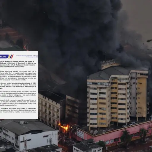 Guayaquil: Sin permisos y con licencias no renovadas funcionaba el edificio Multicomercio que se colpasó tras incendiarse