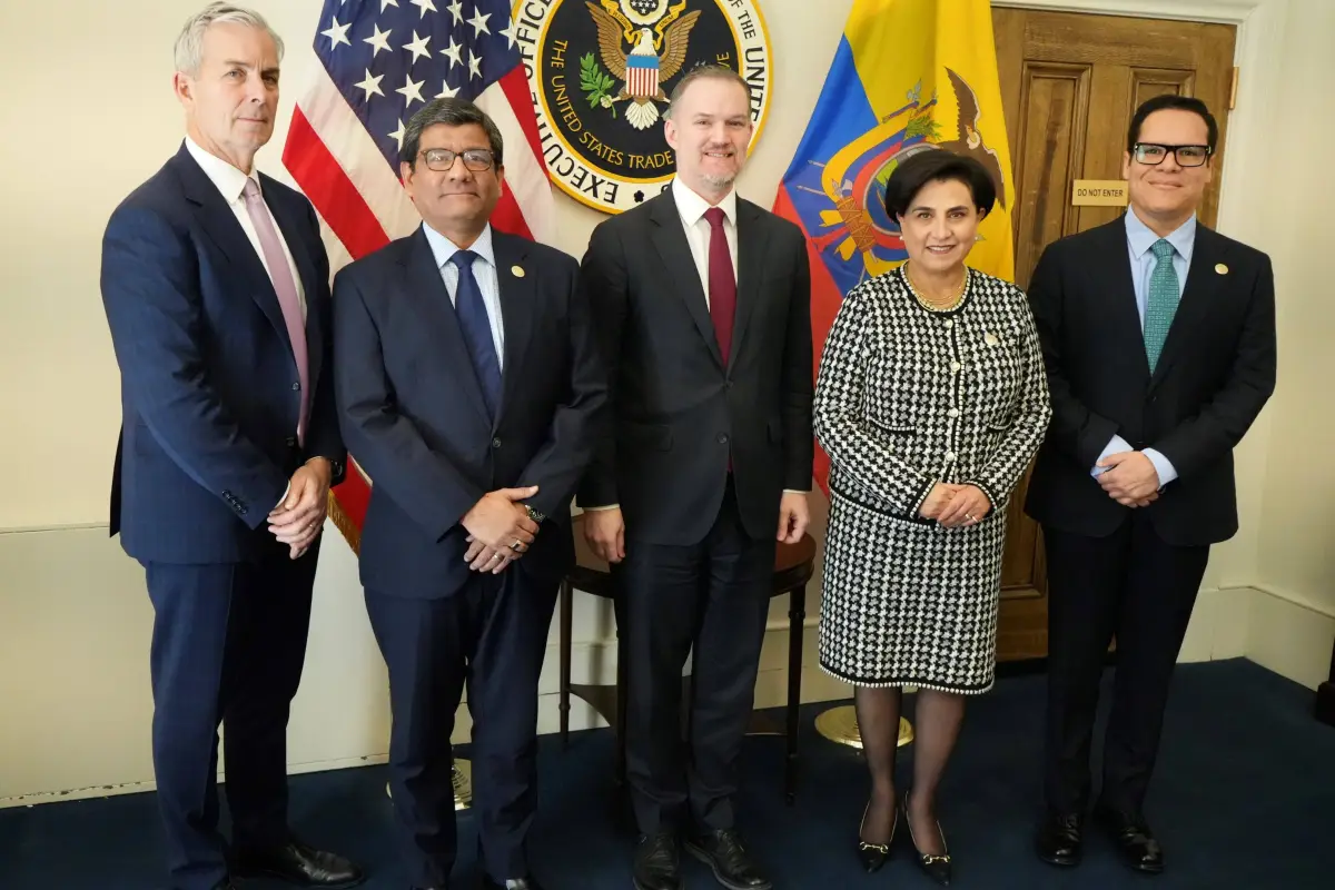 Las delegaciones de Ecuador y Estados Unidos que negocian el acuerdo comercial.