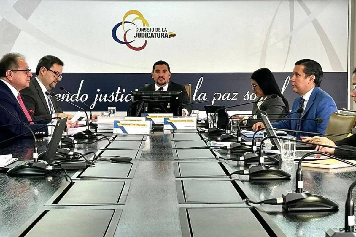 Damián Larco durante su primera sesión en el Consejo de la Judicatura., X: @CJudicaturaEc
