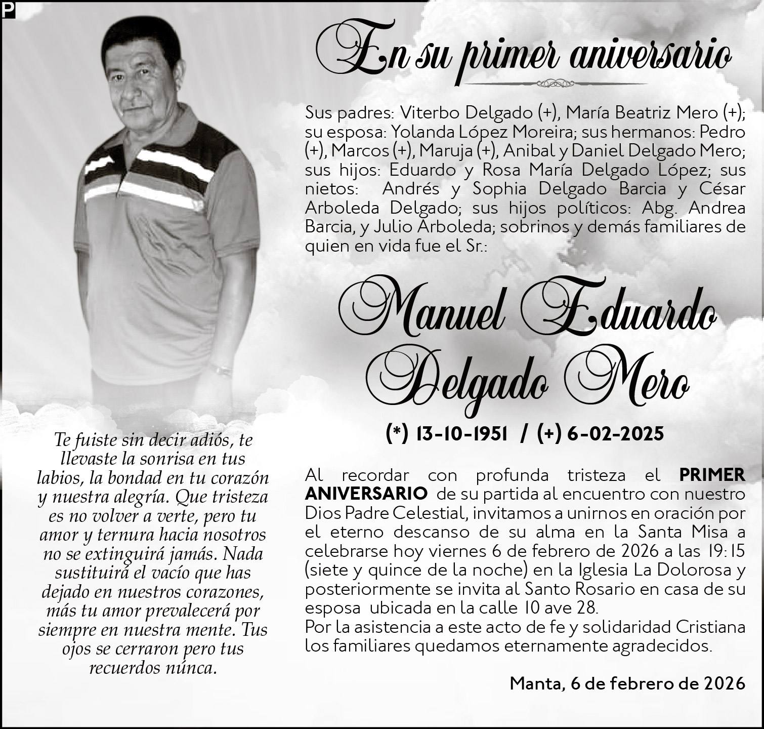 Misa Manuel Eduardo Delgado Mero, medios ediasa
