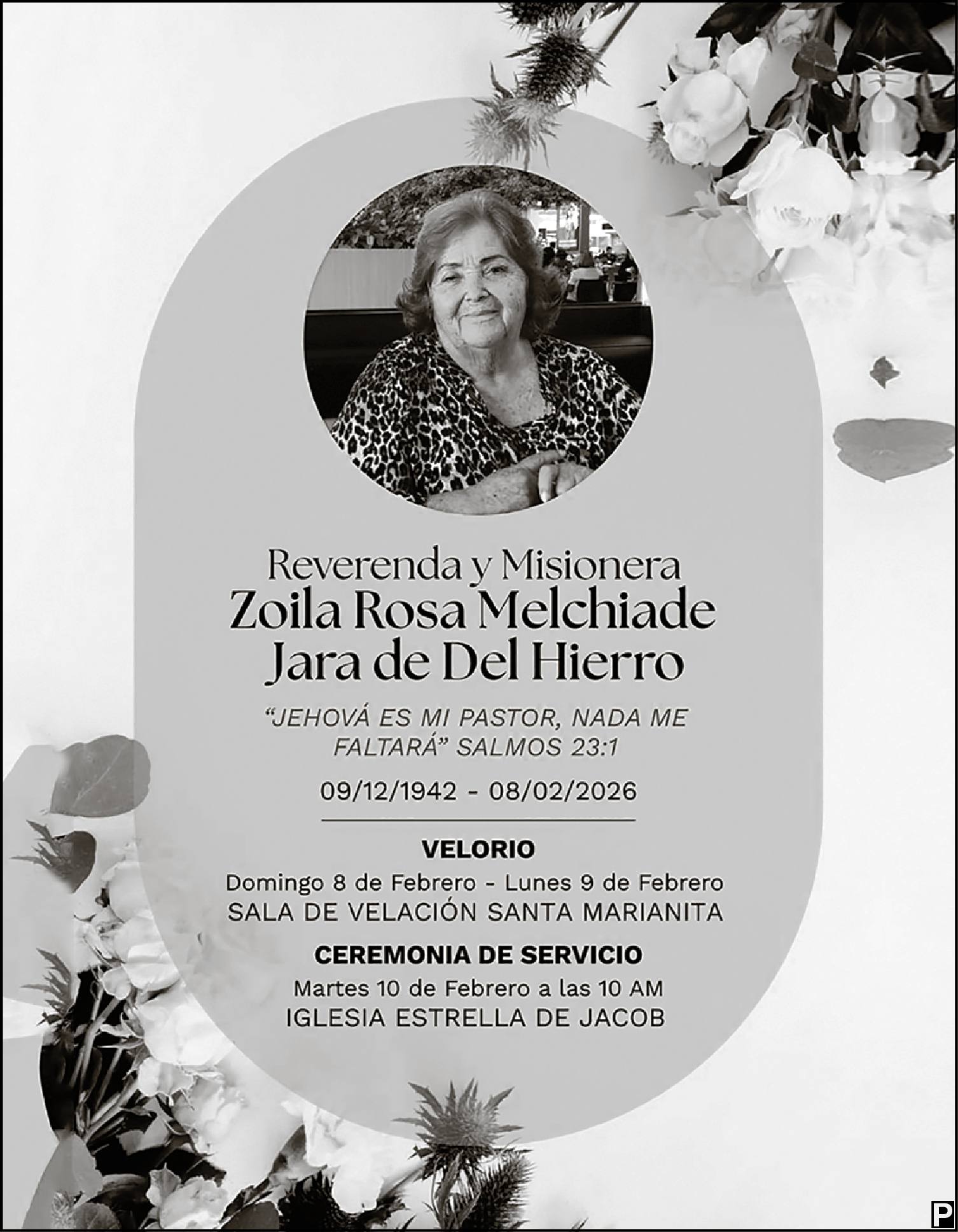 SEPELIO REV. MIS. ZOILA ROSA MELCHIADE JARA DE DEL HIERRO, Medios Ediasa
