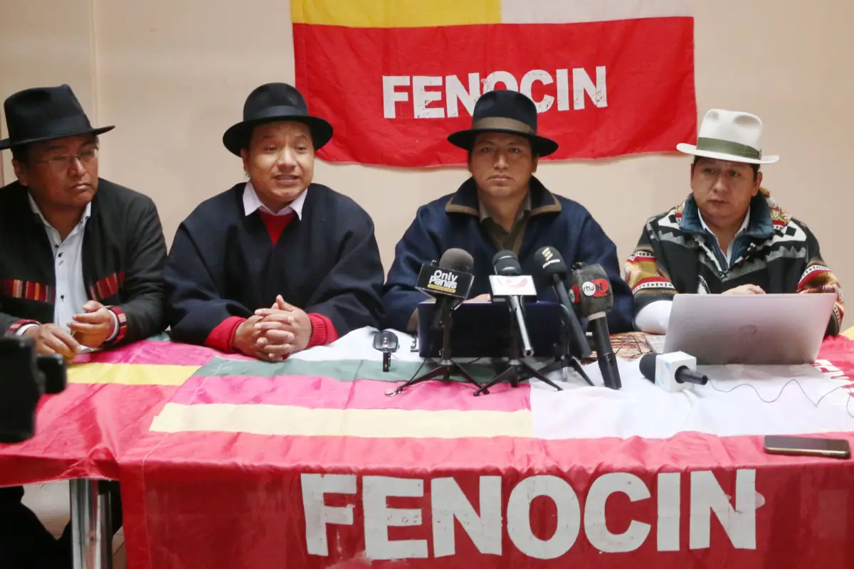 Quito, miércoles 25 de febrero - Fenocin anuncia el pedido de la revocatoria del mandato del presidente de la República Daniel Noboa., Rolando Enríquez/API.