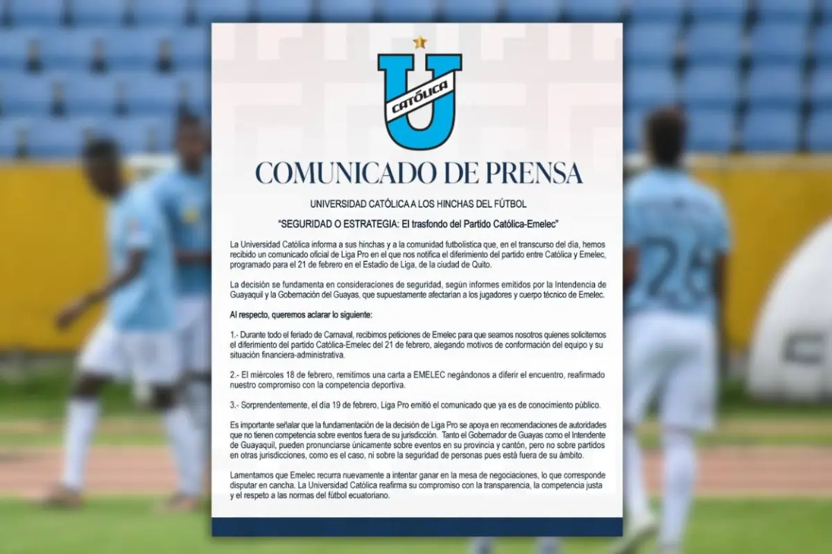 Católica emitió un comunicado rechazando la suspensión., El Diario