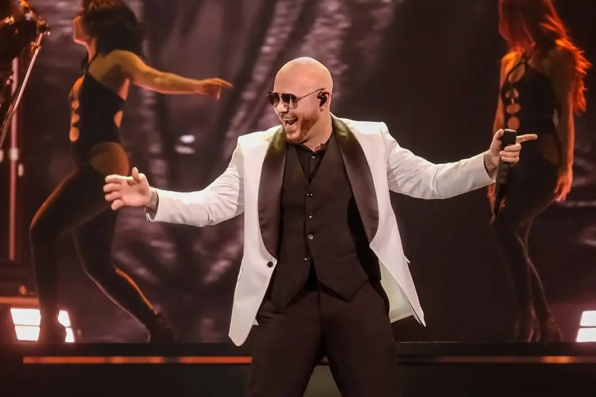 Pitbull en el escenario durante un concierto.