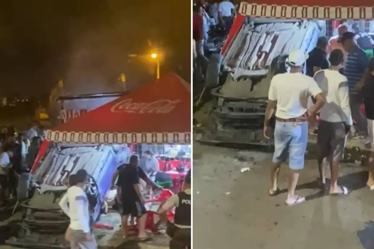 El vehículo que protagonizó el accidente quedó con sus llantas hacia arriba. 