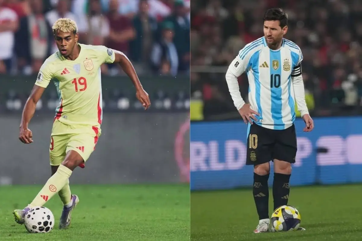 Lamine Yamal y Lionel Messi, figuras de España y Argentina