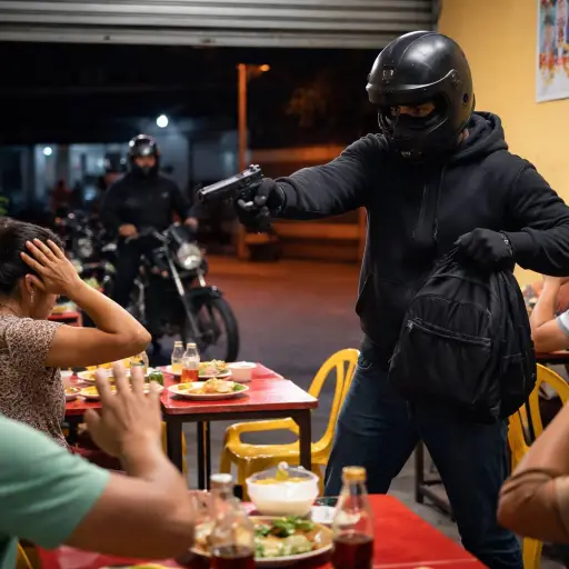 Santo Domingo: dos sospechosos en motocicleta perpetran robo dentro de un comedor