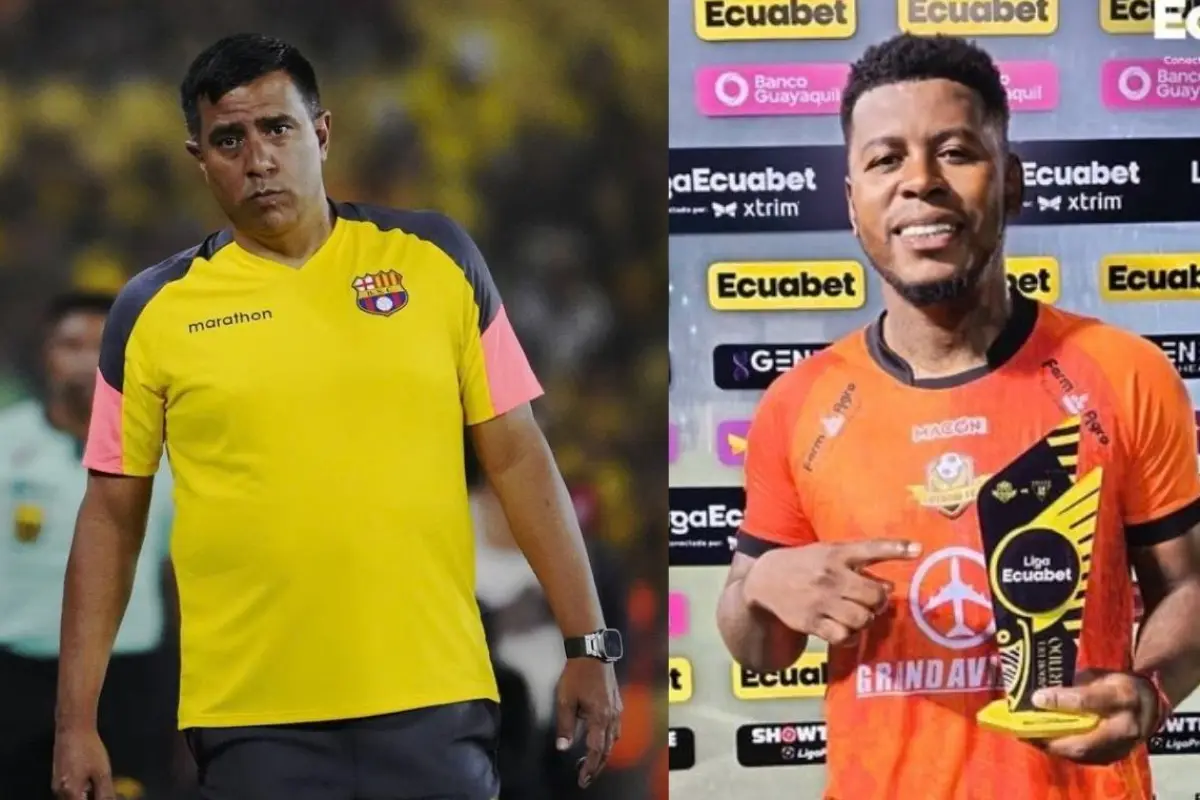César Farías, DT de Barcelona, y Gabriel Cortez, jugador de Libertad