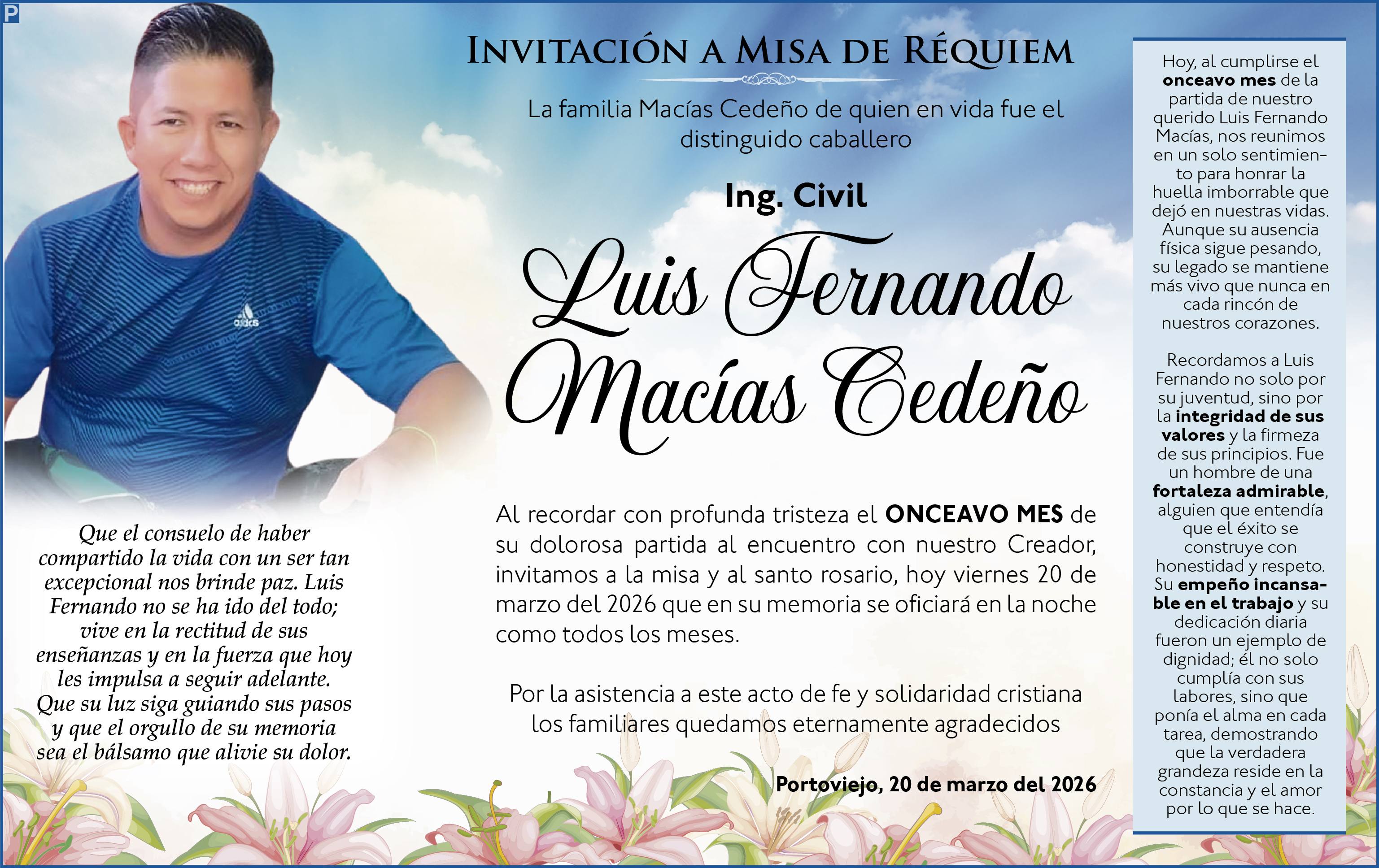 MISA LUIS FERNANDO MACIAS CEDEÑO, Medios Ediasa