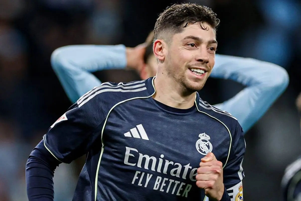 Federico Valverde celebra el gol del triunfo de Real Madrid ante Celta de Vigo