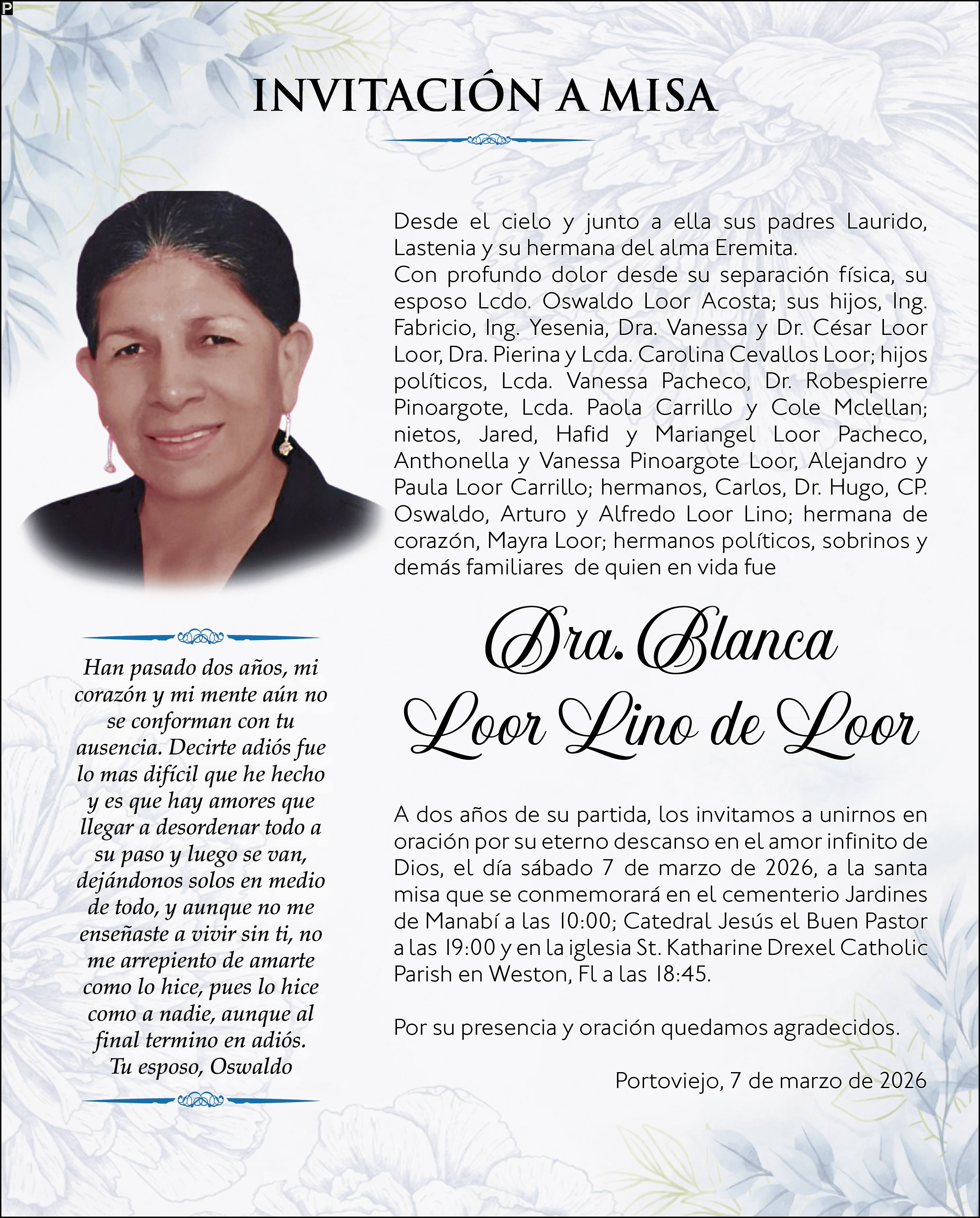 MISA DRA. PHD BLANCA LOOR LINO, Medios Ediasa