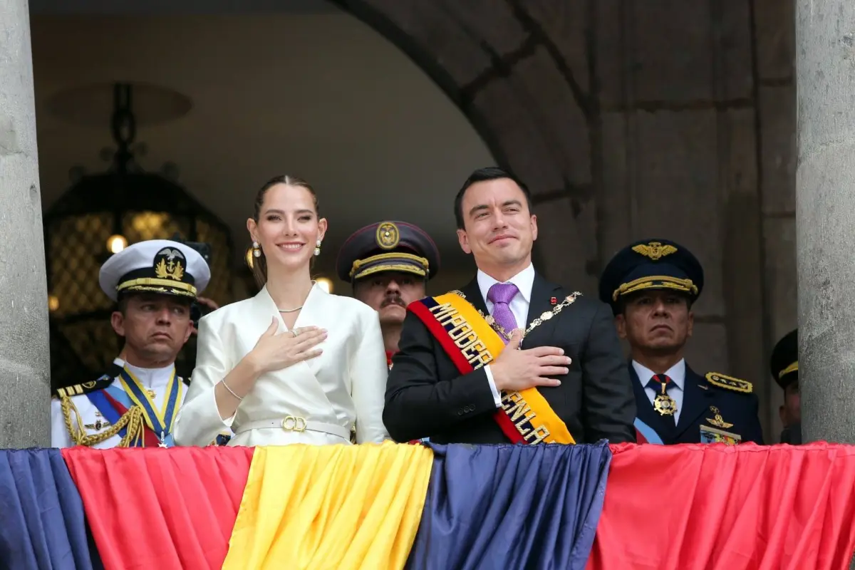 El presidente Daniel Noboa junto a la primera dama, Lavinia Valbonesi., X: @DanielNoboaOk