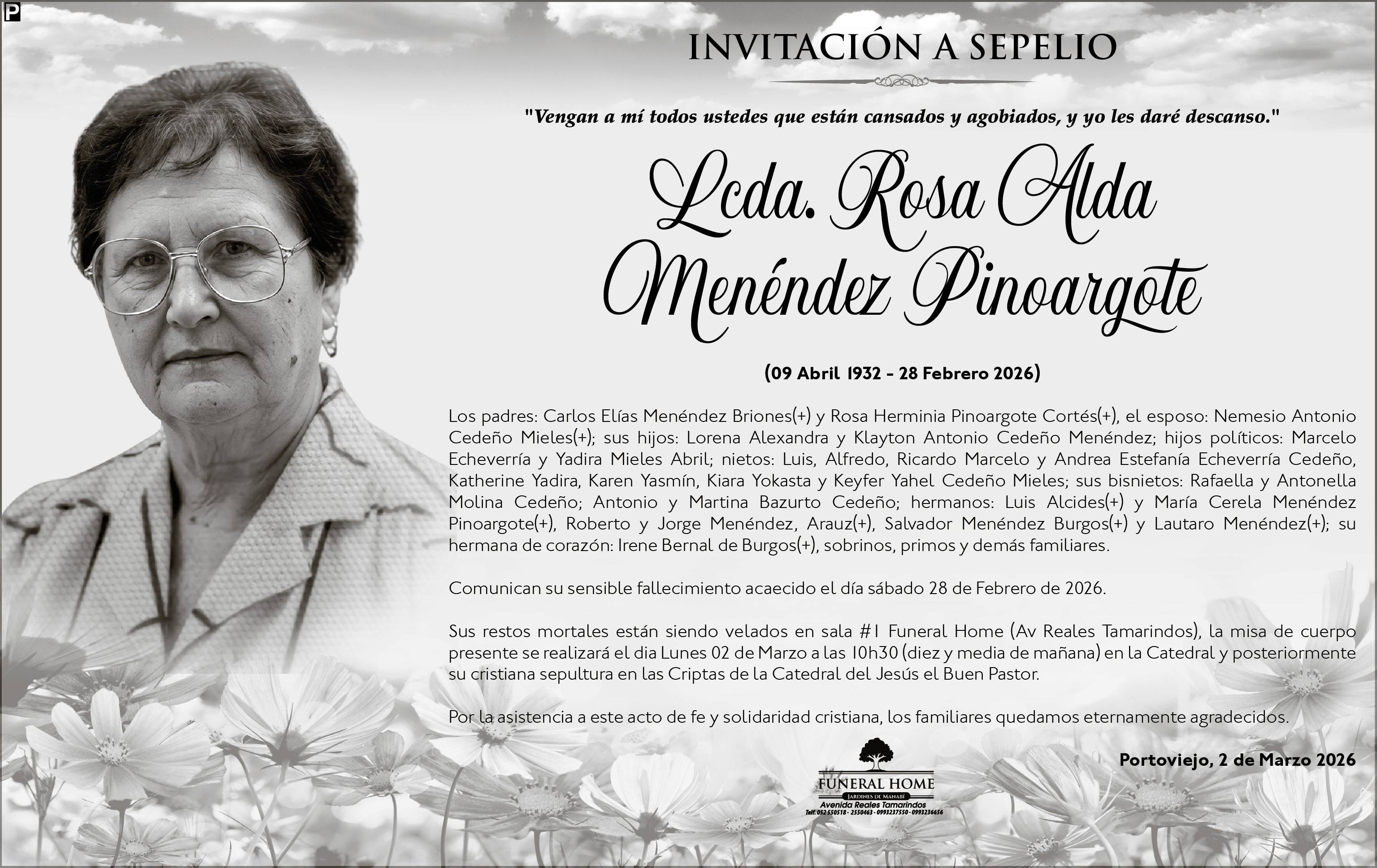 SEPELIO LCDA. ROSA ALBA MENENDEZ PINARGOTE, Medios Ediasa