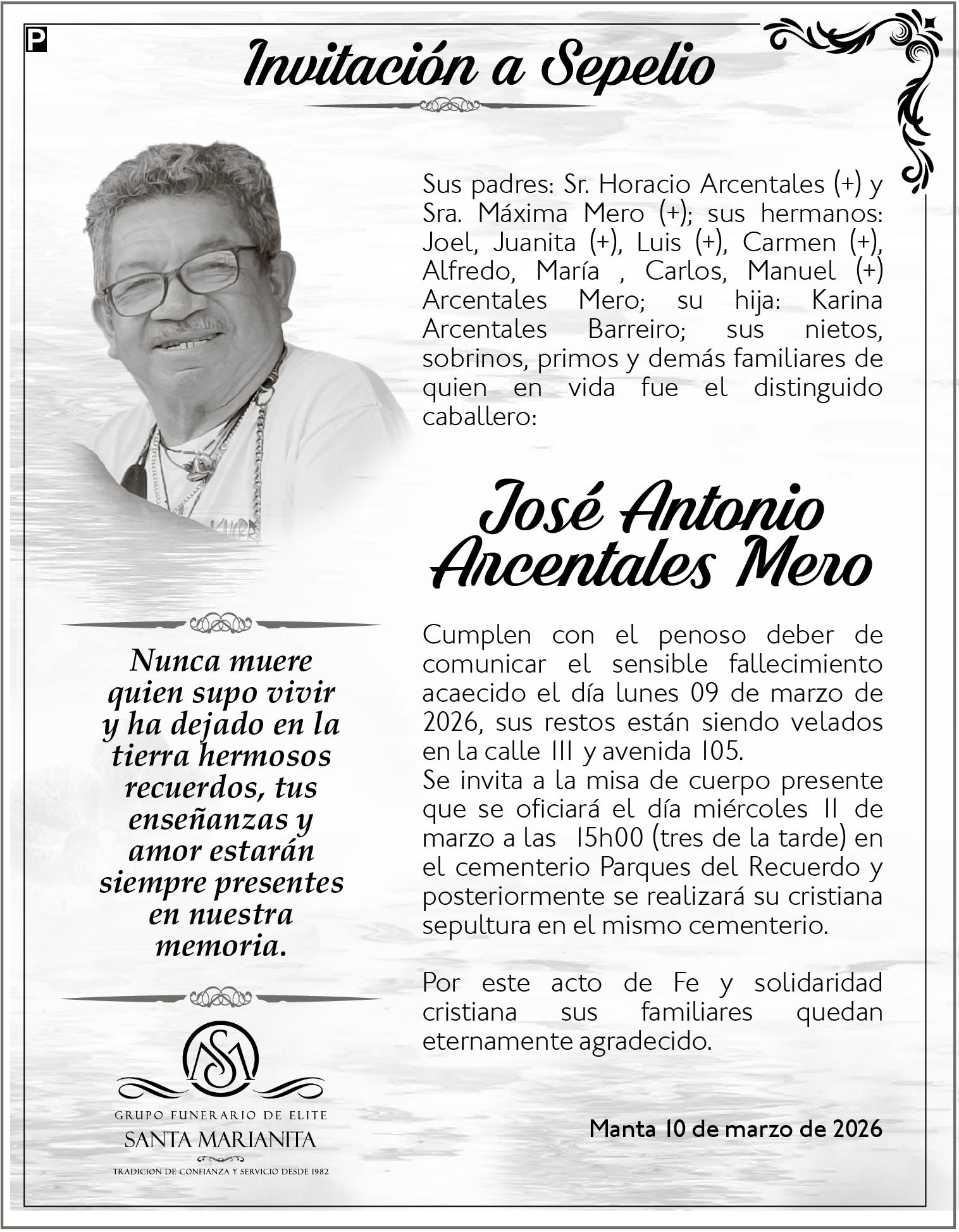 SEPELIO JOSÉ ANTONIO ARCENTALES MERO, Medios Ediasa