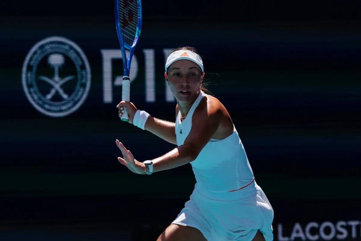 La estadounidense Jessica Pegula en su encuentro en tercera ronda en Miami, Miami Open
