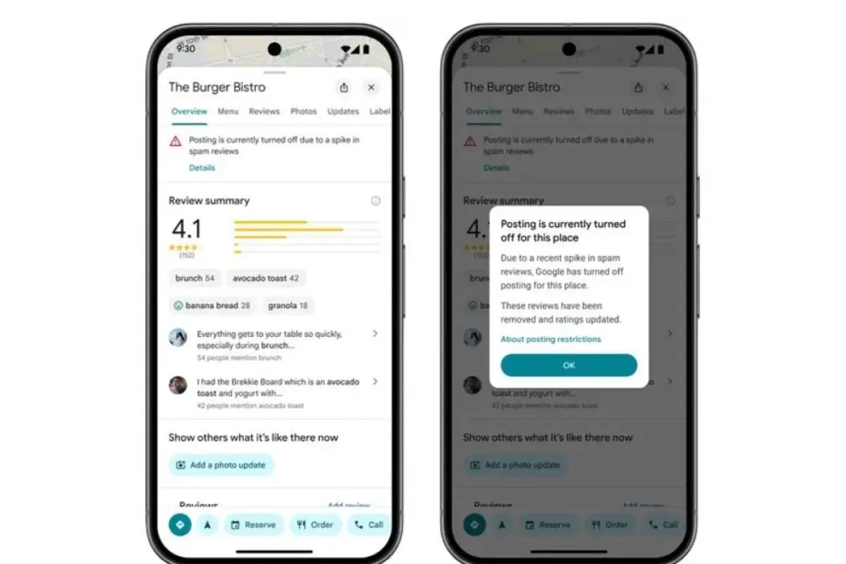 Google Maps utiliza IA Gemini para eliminar reseñas falsas y frenar fraudes.