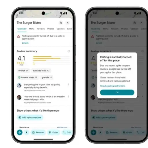 Google Maps utiliza IA Gemini para eliminar reseñas falsas y frenar fraudes