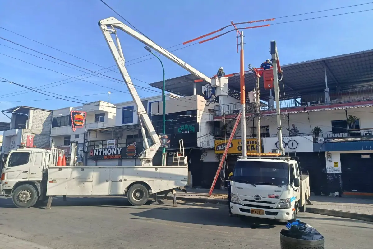CNEL reemplaza y reubica postes en la avenida Flavio Reyes., El Diario