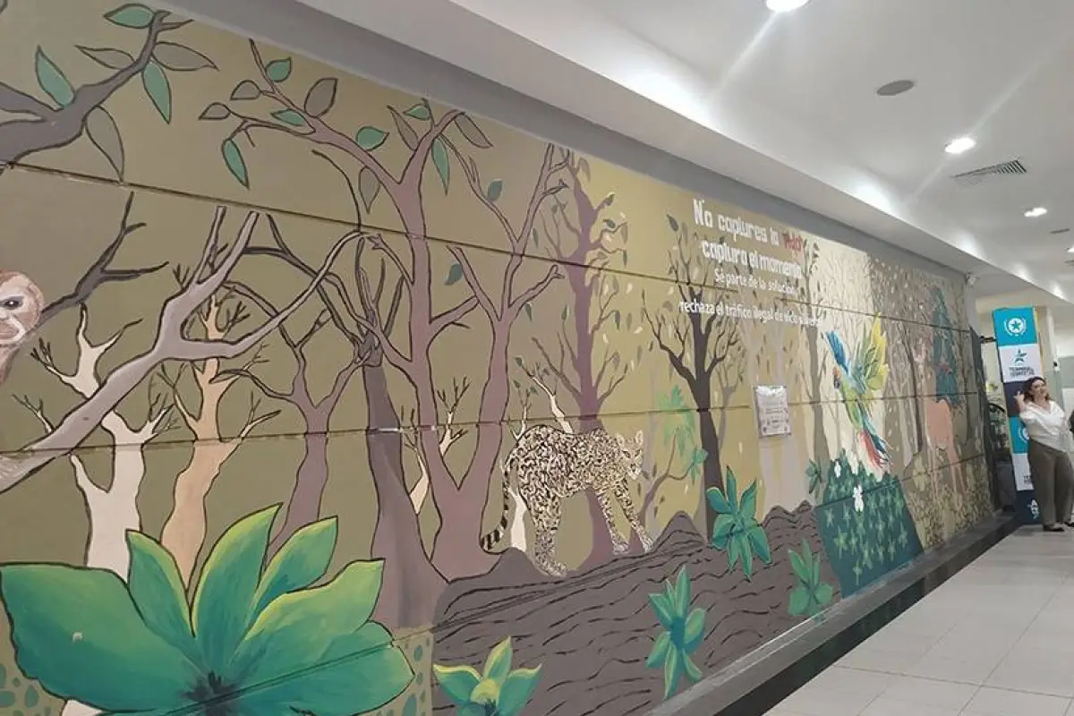 Estudiantes crean mural contra el tráfico ilegal de vida silvestre en Guayaquil