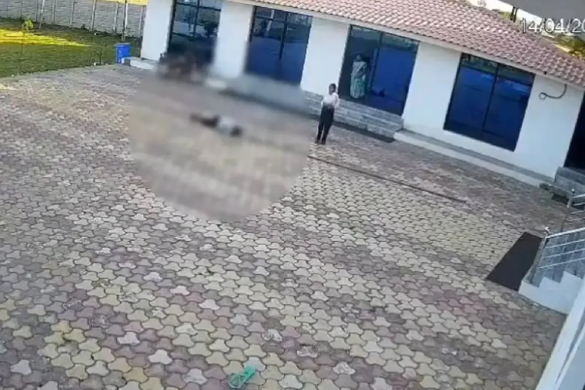 El cuerpo del trabajador quedó en medio del patio tras recibir la fuerte descarga eléctrica., Foto: Agencias