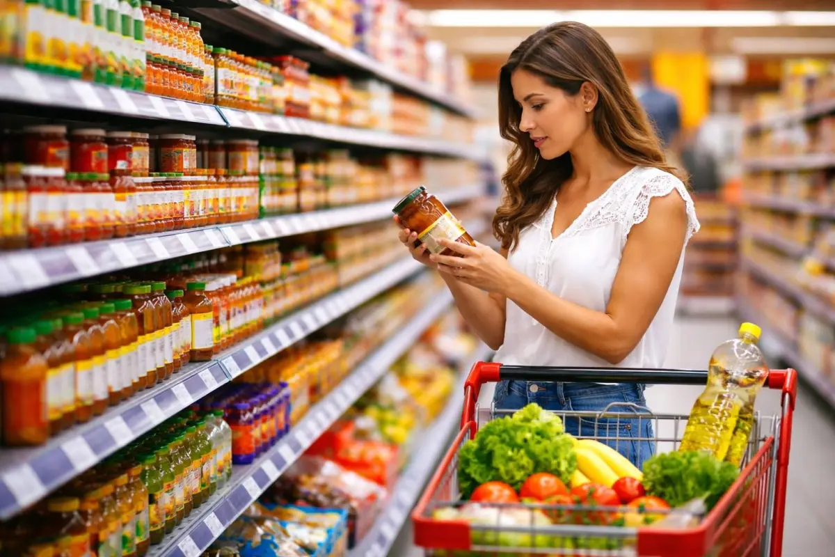 Una persona recorriendo un pasillo de un supermercado., Inteligencia Artificial. 