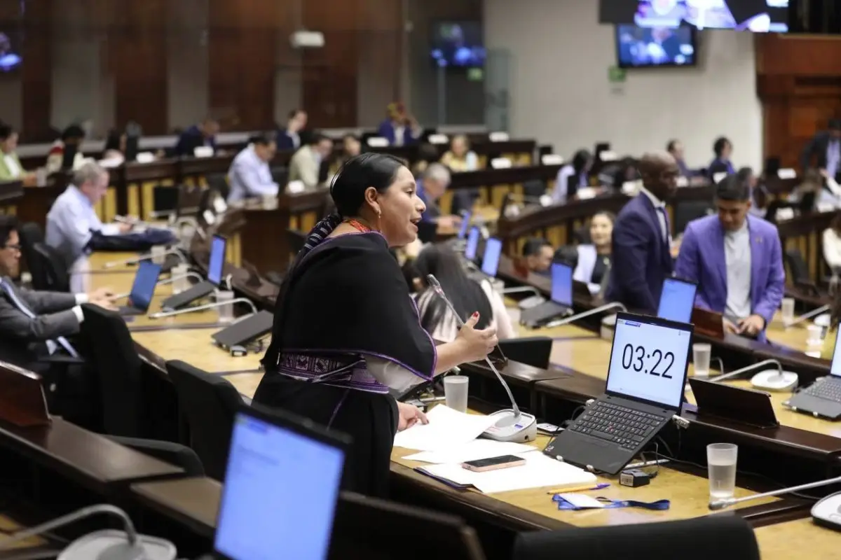 La sesión fue suspendida a pedido de la legisladora ponente Cecilia Baltazar., X: @AsambleaEcuador. 