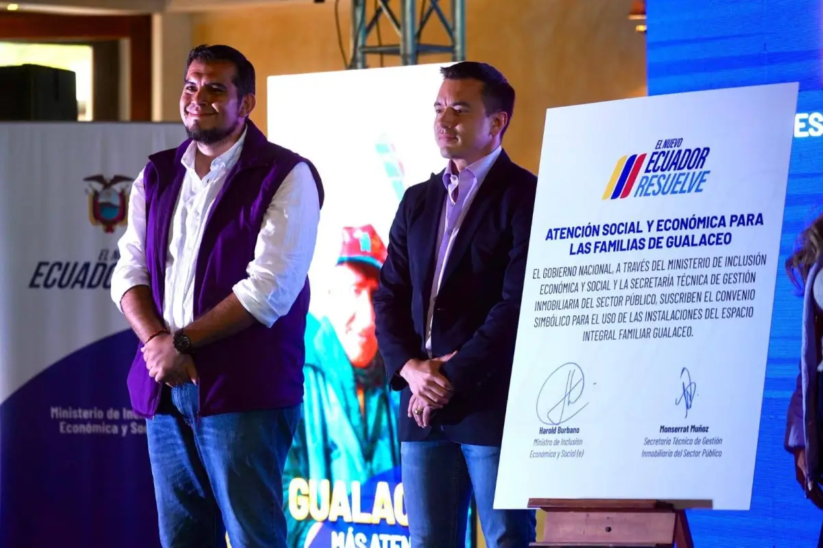 Harold Burbano, ministro de Trabajo, junto al presidente Daniel Noboa., X: @haburbano