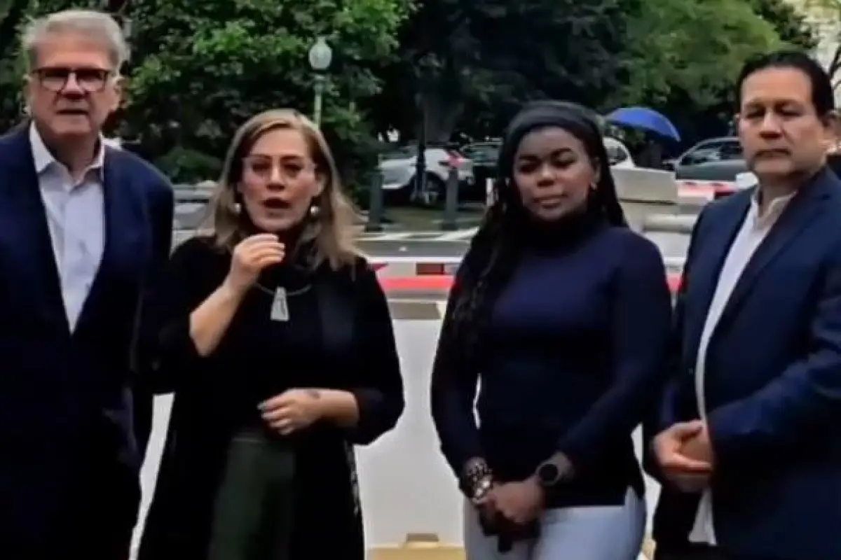 Los cuatro asambelístas ecuatorianos que viajaron a Washington para presentar una queja formal., Foto: Captura de pantalla