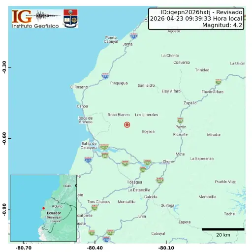 Temblor de magnitud 4,2 se registró este jueves en Manabí: ¿Dónde fue el epicentro?