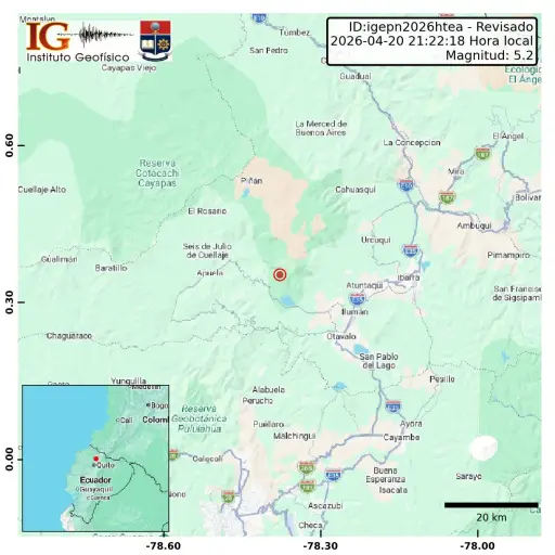 Sismo de 5,2 con epicentro en Imbabura se sintió en Quito, Sierra y Costa del país