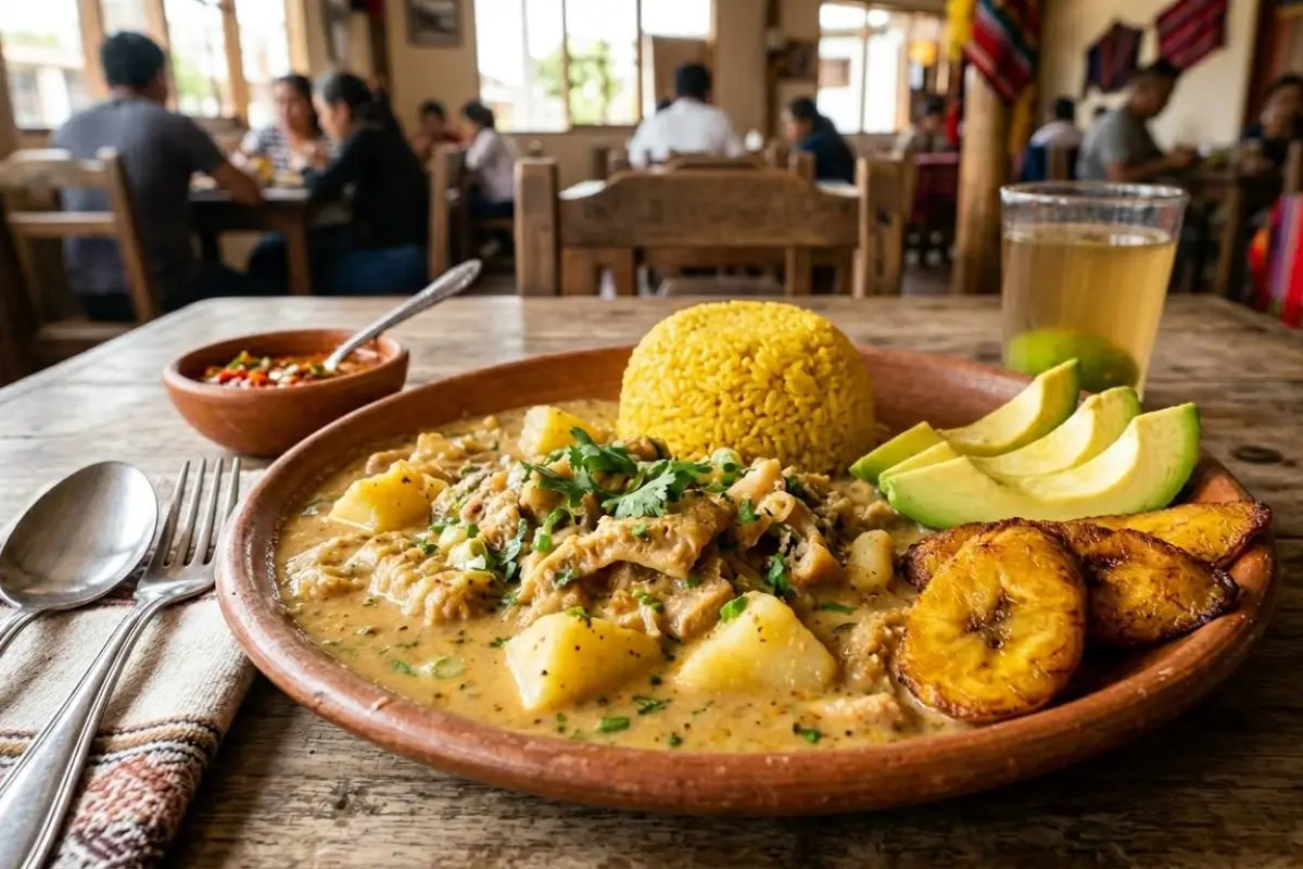 La guatita se sirve tradicionalmente con arroz, aguacate y maduro. 