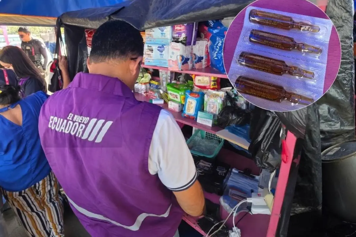 Los decomisos se realizaron en carpas, afuera del hospital de Durán, donde se vendían medicamentos sin control sanitario., Foto: X Arcsa