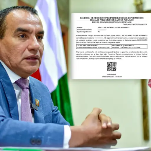 Esto dice el Ministerio de Trabajo cuando se consulta si existe o no impedimento laboral de Javier Pincay, alcalde de Portoviejo