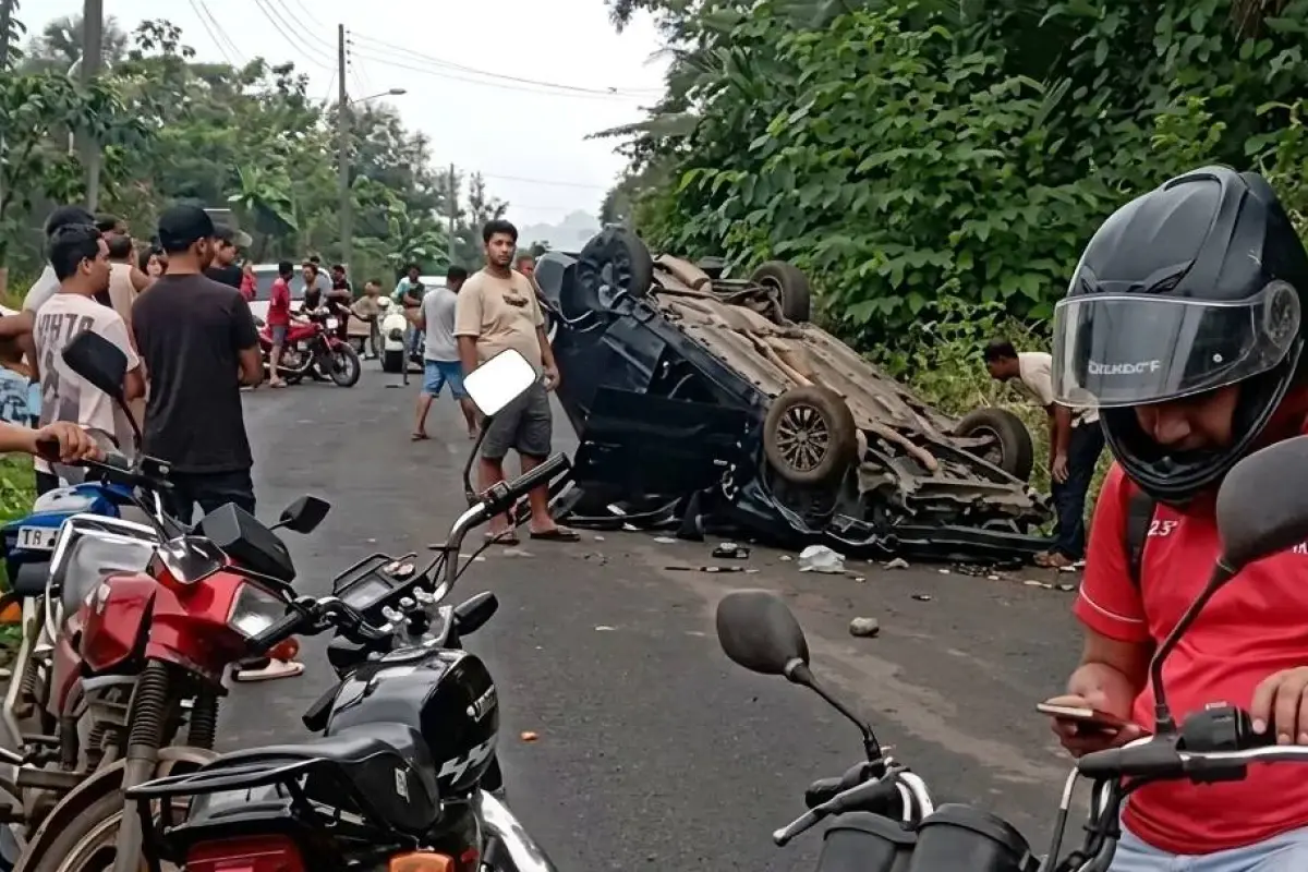 El accidente con el automóvil ocurrió en la parroquia Chirijos de Portoviejo., ED