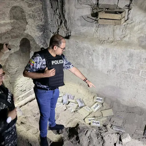 Droga en Ecuador: hallan 560 kilos ocultos bajo tierra y capturan a presunto integrante de banda criminal