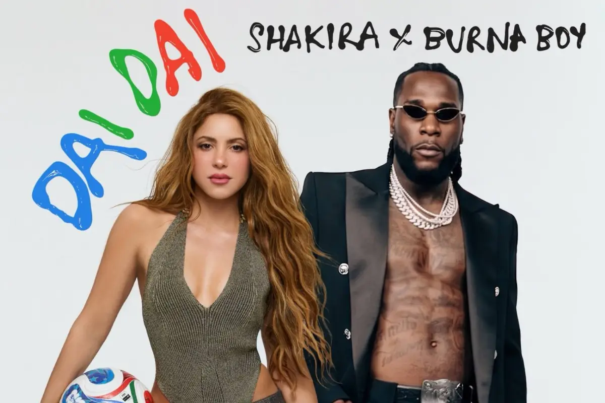 Afiche de la canción oficial del Mundial 'Dai Dai', de Shakira con Burna Boy., IG: shakira