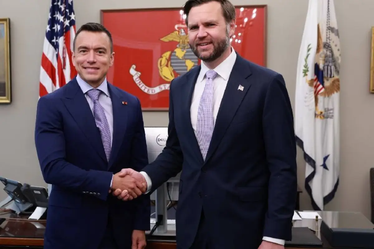 Daniel Noboa (izq), Presidente de Ecuador junto a JD Vance, vicepresidente de Estados Unidos., Foto: Presidencia de la República.